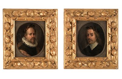 Pittore del XIX secolo, Coppia di ritratti, olio su tela