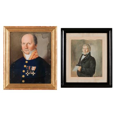 Due ritratti maschili, tempera e acquerello