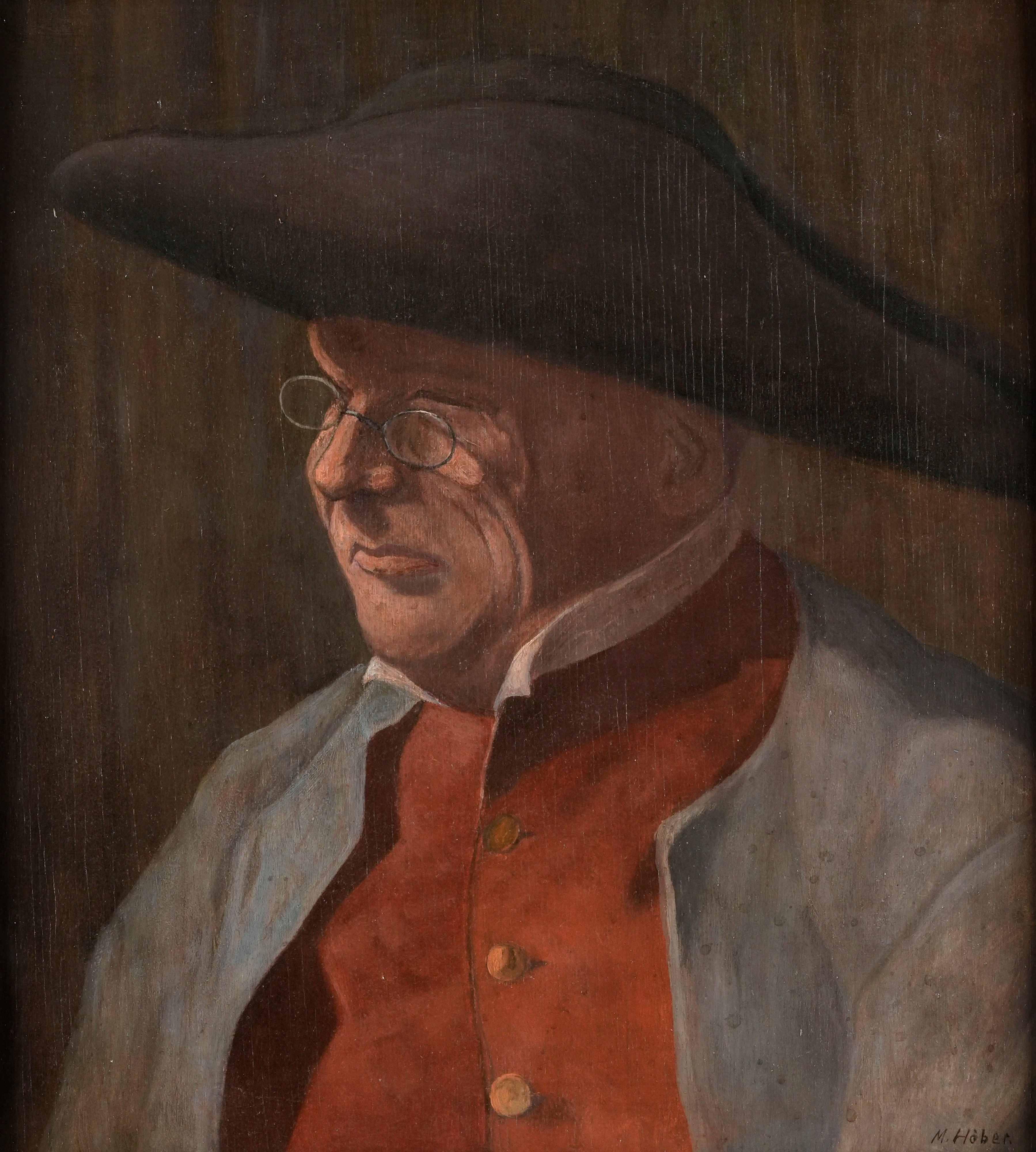 M. Hober, Ritratto maschile, olio su tavola