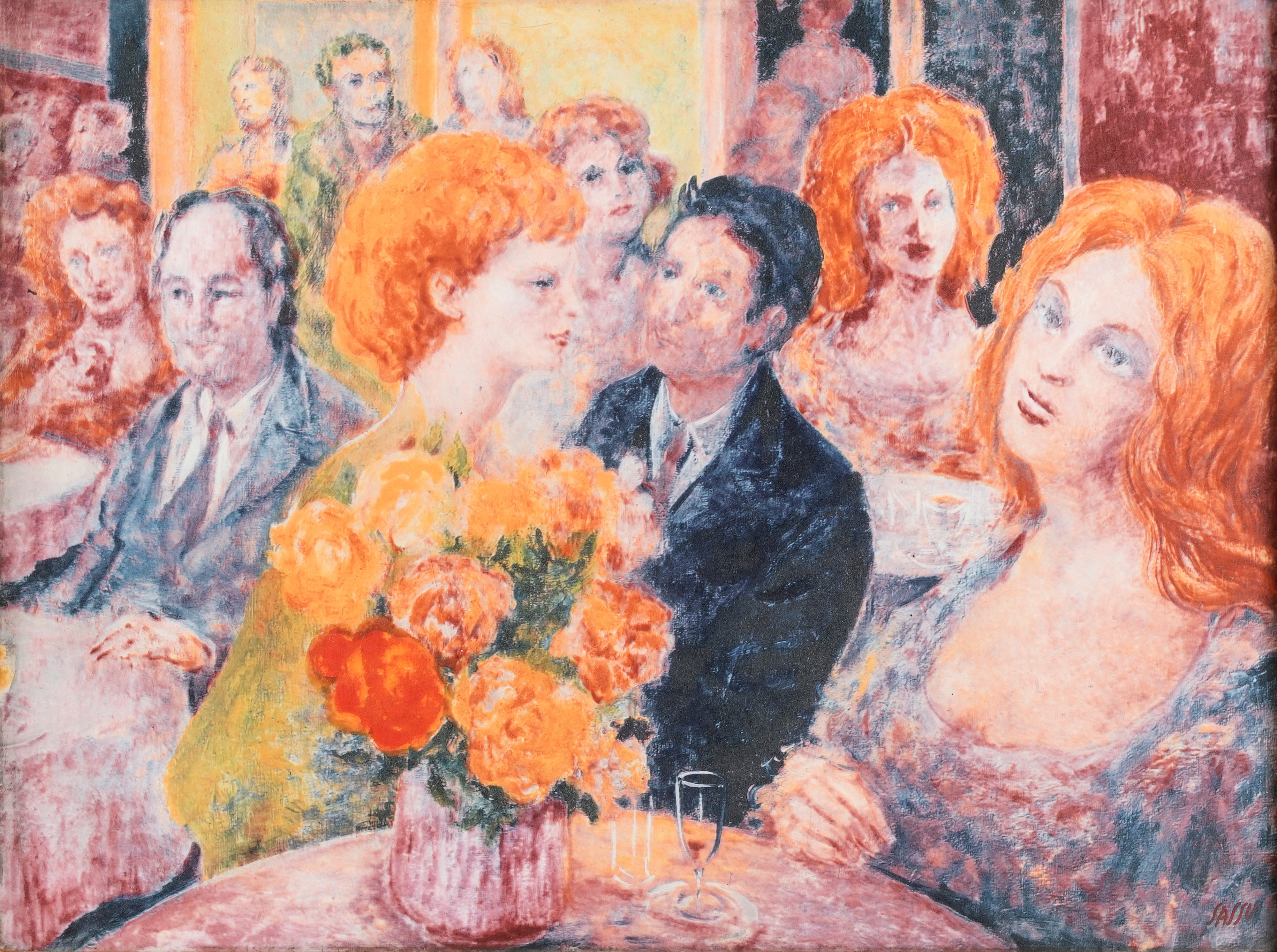 Aligi Sassu - Caffè delle rose, ceramica, 40x30 cm