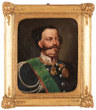 Pittore del XIX-XX secolo, Ritratto di Vittorio Emanuele II, olio su tela