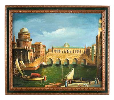Pittore del XIX-XX secolo, Veduta di Venezia, olio su tela