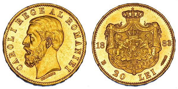 ROMANIA. CAROL I, 1866-1914. 20 Lei 1883.