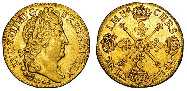 FRANCIA. LOUIS XIV, 1643-1715. Louis d'or 1705. Parigi.
