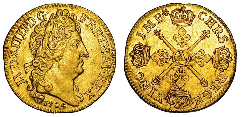FRANCIA. LOUIS XIV, 1643-1715. Louis d'or 1705. Parigi.  - Asta Numismatica - Cambi Casa d'Aste