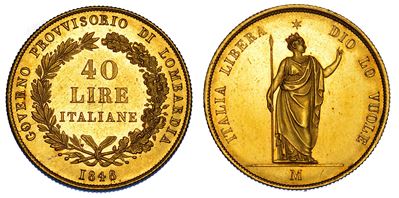Governo Provvisorio di Lombardia, 40 Lire, 1848
