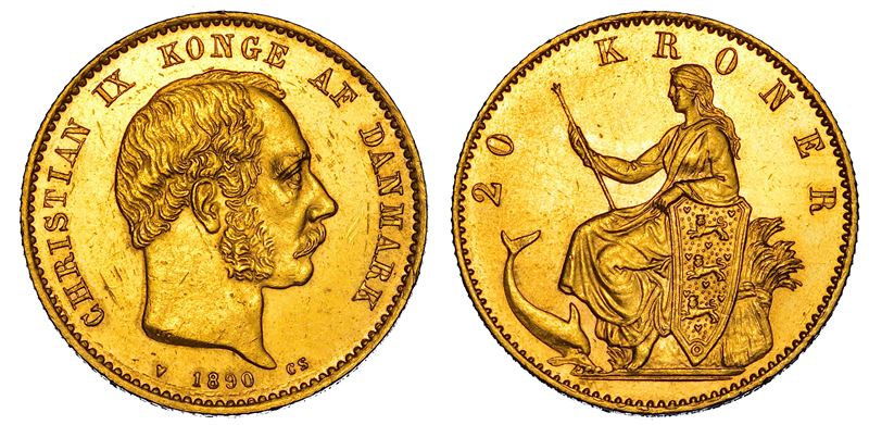 DANIMARCA. CHRISTIAN IX, 1863-1906. 20 Kroner 1890.  - Auction Numismatics - Cambi Casa d'Aste