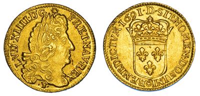 Francia, Louis XIV, Louis d'or del 1691, Lione