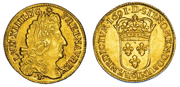 FRANCIA. LOUIS XIV, 1643-1715. Louis d'or 1691. Lione.
