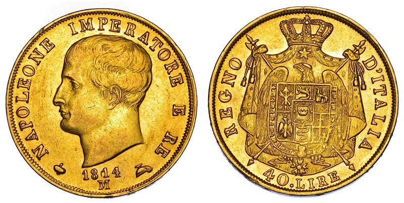MILANO. NAPOLEONE I, 1805-1814. 40 Lire 1814.  - Auction Numismatics - Cambi Casa d'Aste