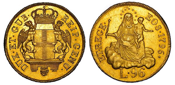 GENOVA. DOGI BIENNALI E GOVERNATORI DELLA REPUBBLICA, 1528-1797. SERIE DELLA III FASE, 1637-1797. 96 Lire 1796.