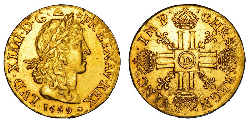 FRANCIA. LOUIS XIV, 1643-1715. Louis d'or 1669. Lione.  - Auction Numismatics - Cambi Casa d'Aste