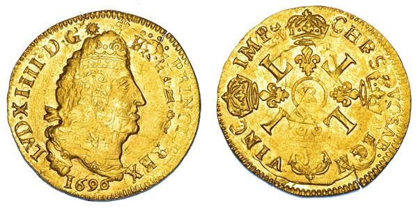 FRANCIA. LOUIS XIV, 1643-1715. Louis d'or 1696. Falso d'epoca.