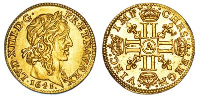 FRANCIA, Louis XIII, 1/2 Louis d'or 1641, Parigi
