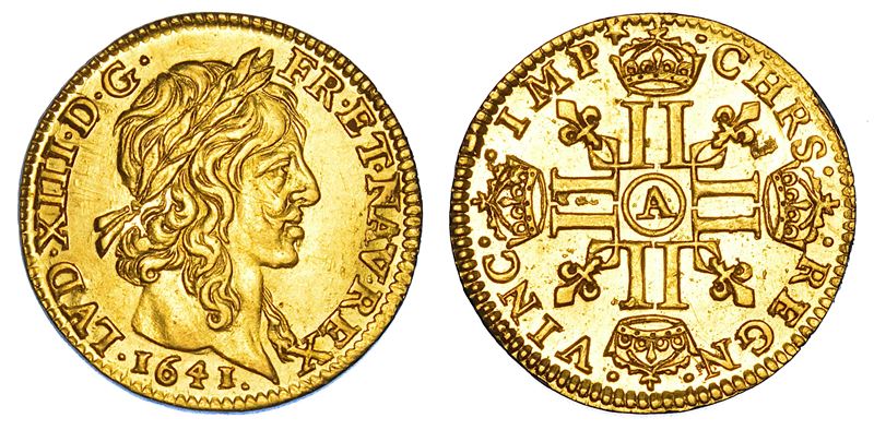 FRANCIA. LOUIS XIII, 1610-1643. 1/2 Louis d'or 1641. Parigi.  - Asta Numismatica - Cambi Casa d'Aste