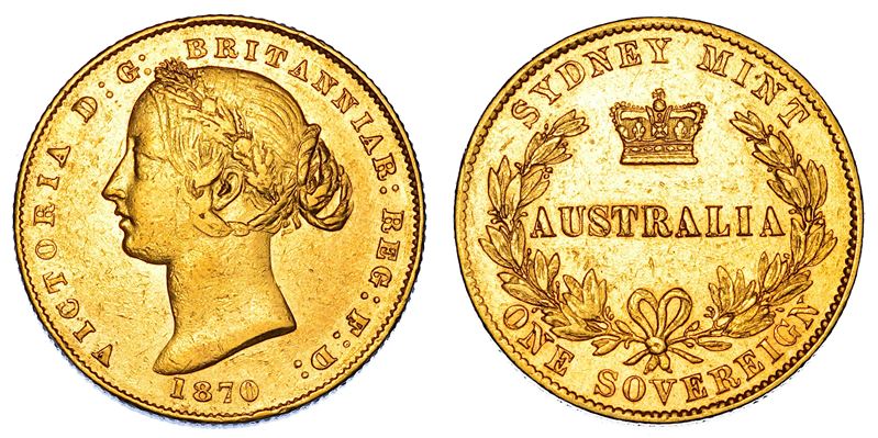 AUSTRALIA. VICTORIA, 1837-1901. Sovereign 1870. Sidney.  - Auction Numismatics - Cambi Casa d'Aste