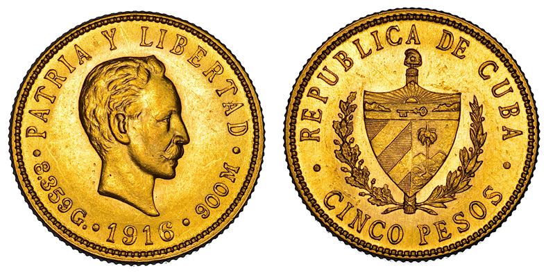 CUBA. FIRST REPUBLIC, 1902-1962. 5 Pesos 1916.  - Auction Numismatics - Cambi Casa d'Aste