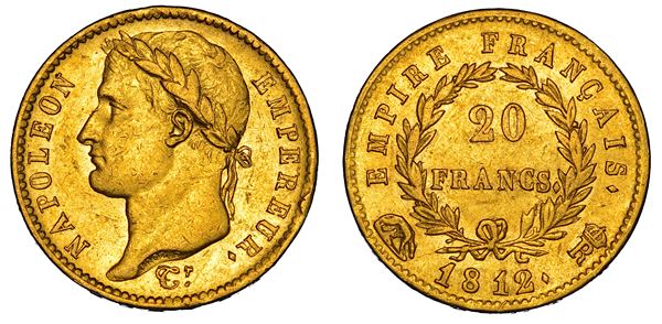 ROMA. NAPOLEONE, 1805-1814. 20 Francs (Franchi) 1812. Roma.