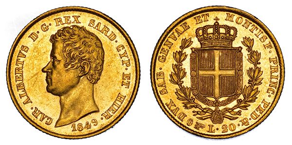 REGNO DI SARDEGNA. CARLO ALBERTO DI SAVOIA, 1831-1849. 20 Lire 1849. Torino.