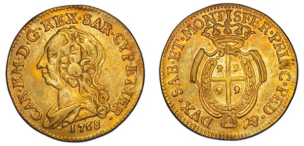 REGNO DI SARDEGNA. CARLO EMANUELE III DI SAVOIA, 1755-1773 (II PERIODO). Mezzo Carlino Sardo da 2,5 doppiette 1768. Torino.