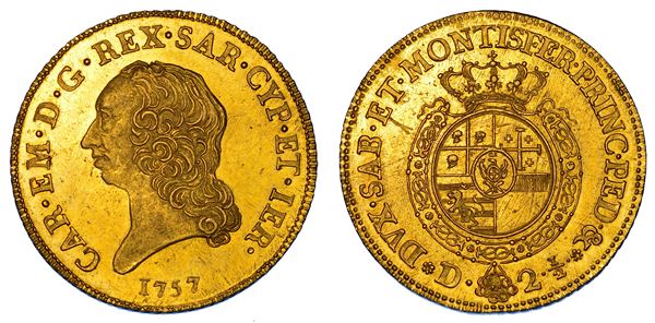 REGNO DI SARDEGNA. CARLO EMANUELE III DI SAVOIA, 1755-1773 (II PERIODO). Mezzo carlino da 2,5 doppie  [..]