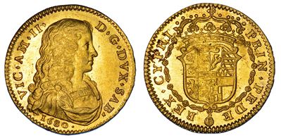 VITTORIO AMEDEO II, Doppia 1680, Torino, oro
