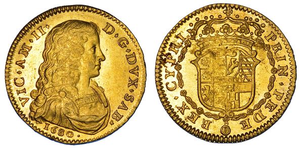 DUCATO DI SAVOIA. VITTORIO AMEDEO II, 1675-1730 (Secondo Periodo: Duca di Savoia, 1680-1713). Doppia 1680. Torino.