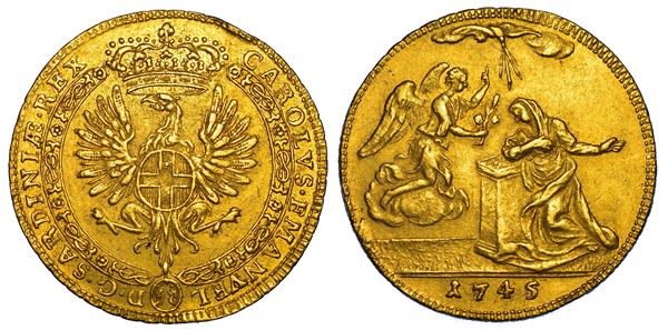 REGNO DI SARDEGNA. CARLO EMANUELE III DI SAVOIA, 1730-1773. Da 4 zecchini 1745.