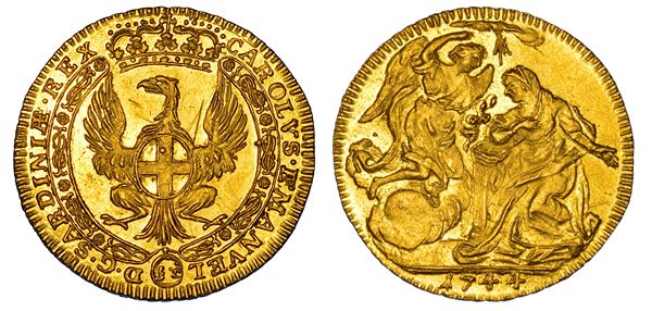 REGNO DI SARDEGNA. CARLO EMANUELE III DI SAVOIA, 1730-1773. Zecchino 1744.