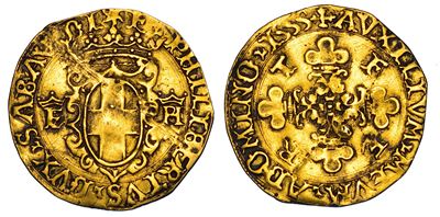 Emanuele Filiberto di Savoia, Testa di ferro (Scudo d'oro del sole 1555)