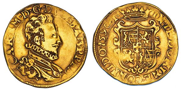 DUCATO DI SAVOIA. CARLO EMANUELE I Il Grande, 1580-1630. Doppia 1590. Torino.