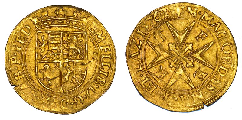 DUCATO DI SAVOIA. EMANUELE FILIBERTO Testa di ferro,  1538-1580. II Periodo Duca, 1559-1580. Scudo d'oro del Sole 1576 (VI tipo). Torino.  - Asta Numismatica - Cambi Casa d'Aste