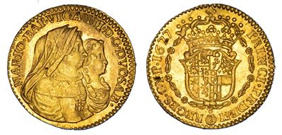 Ducato di Savoia, Vittorio Amedeo II e Maria Giovanna Battista di Savoia Nemours, Mezza doppia 16...