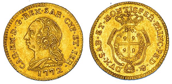 REGNO DI SARDEGNA. CARLO EMANUELE III DI SAVOIA, 1755-1773 (II PERIODO). Doppietta Sarda 1772. Torino.