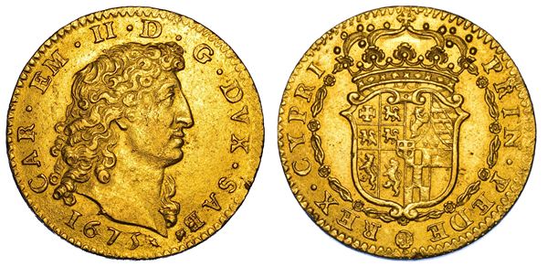 DUCATO DI SAVOIA. CARLO EMANUELE II L'Adriano del Piemonte, 1638-1675. Doppia d'oro 1675 (IV tipo). Torino.