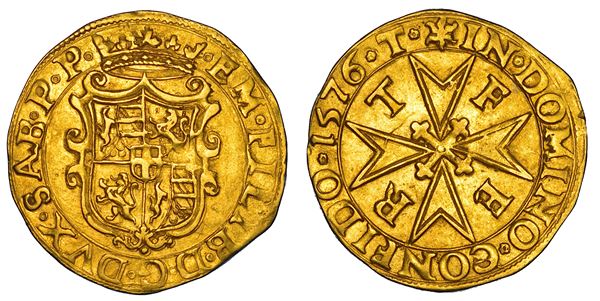 DUCATO DI SAVOIA. EMANUELE FILIBERTO Testa di ferro,  1538-1580. II Periodo Duca, 1559-1580. Doppia 1576. Torino.