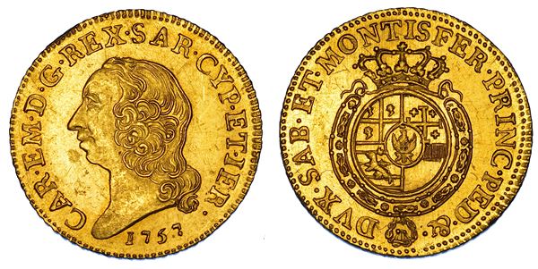 REGNO DI SARDEGNA. CARLO EMANUELE III DI SAVOIA, 1755-1773 (II PERIODO). Doppia Nuova 1757. Torino.
