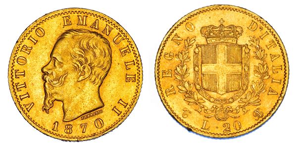 REGNO D’ITALIA. VITTORIO EMANUELE II DI SAVOIA, 1861-1878. 20 Lire 1870. Torino.