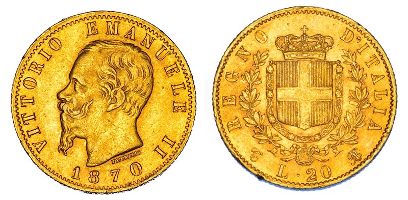 REGNO D’ITALIA. VITTORIO EMANUELE II DI SAVOIA, 1861-1878. 20 Lire 1870. Torino.  - Asta Numismatica - Cambi Casa d'Aste