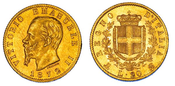 REGNO D’ITALIA. VITTORIO EMANUELE II DI SAVOIA, 1861-1878. 20 Lire 1872. Milano.