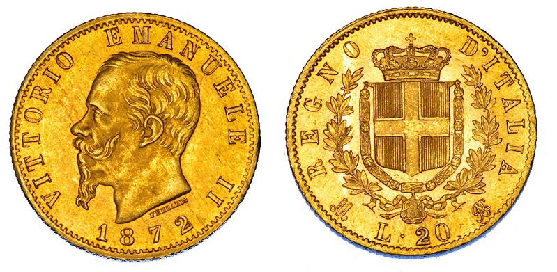 REGNO D’ITALIA. VITTORIO EMANUELE II DI SAVOIA, 1861-1878. 20 Lire 1872. Milano.  - Auction Numismatics - Cambi Casa d'Aste