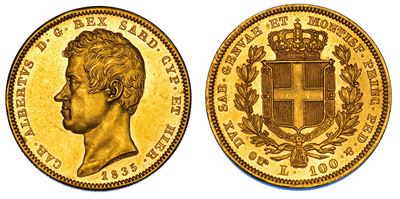 Regno di Sardegna, Carlo Alberto di Savoia, 100 Lire 1835, Torino
