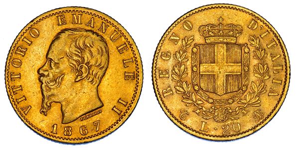 REGNO D'ITALIA. VITTORIO EMANUELE II DI SAVOIA, 1861-1878. 20 Lire 1867. Torino.