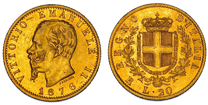 REGNO D'ITALIA. VITTORIO EMANUELE II DI SAVOIA, 1861-1878. 20 Lire 1876. Roma.  - Auction Numismatics - Cambi Casa d'Aste