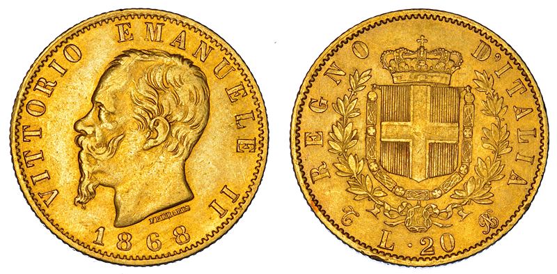 REGNO D'ITALIA. VITTORIO EMANUELE II DI SAVOIA, 1861-1878. 20 Lire 1868. Torino.  - Asta Numismatica - Cambi Casa d'Aste
