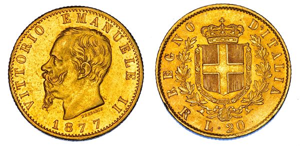 REGNO D'ITALIA. VITTORIO EMANUELE II DI SAVOIA, 1861-1878. 20 Lire 1877. Roma.