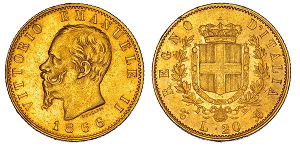REGNO D'ITALIA. VITTORIO EMANUELE II DI SAVOIA, 1861-1878. 20 Lire 1866. Torino.
