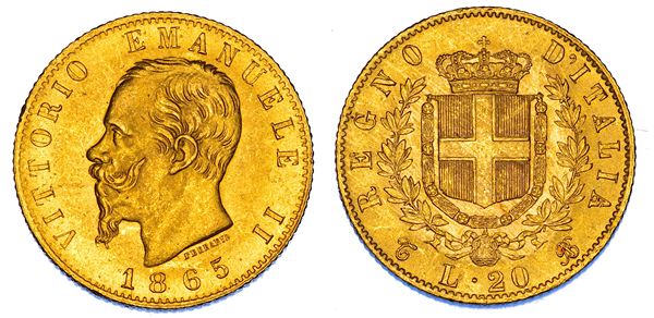 REGNO D'ITALIA. VITTORIO EMANUELE II DI SAVOIA, 1861-1878. 20 Lire 1865. Torino.