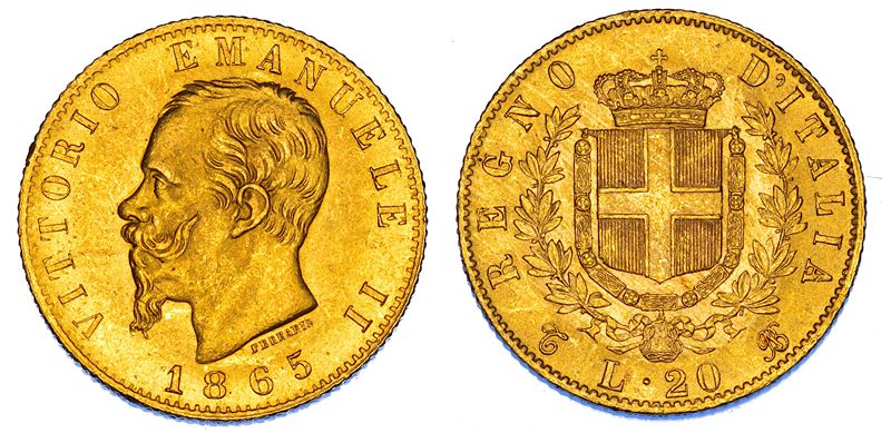 REGNO D'ITALIA. VITTORIO EMANUELE II DI SAVOIA, 1861-1878. 20 Lire 1865. Torino.  - Asta Numismatica - Cambi Casa d'Aste