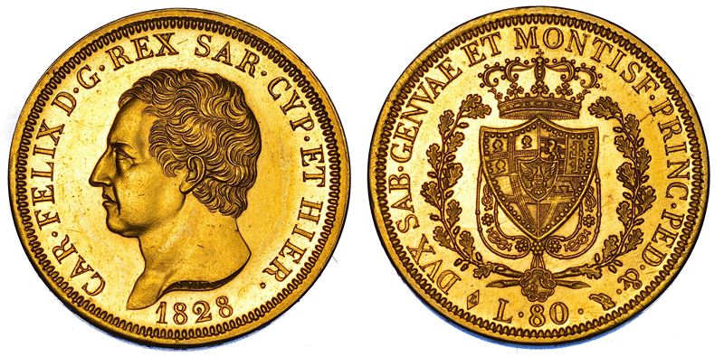 REGNO DI SARDEGNA. CARLO FELICE DI SAVOIA, 1821-1831. 80 Lire 1828. Torino.  - Asta Numismatica - Cambi Casa d'Aste